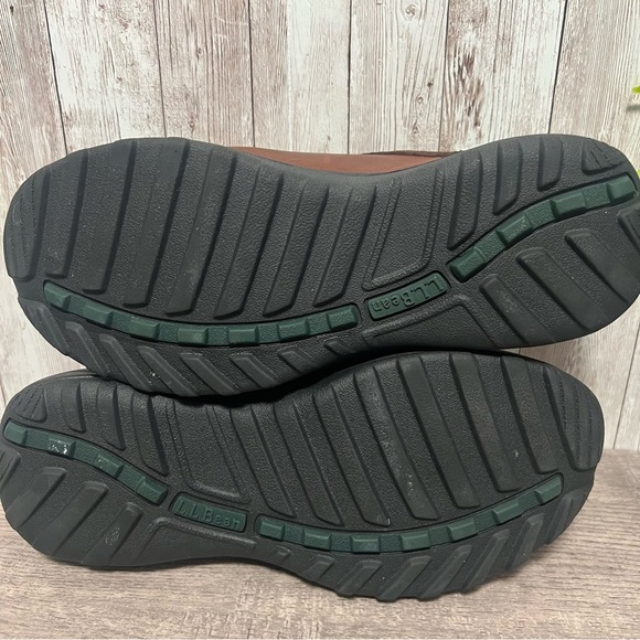 L.L. Bean Brown Leather Loafers Slip-Ons Shearling Lined 6 - Picture 7 of 7